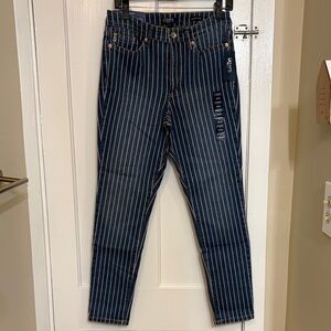 Chaps Red Blue and White Striped High Rise Jeans